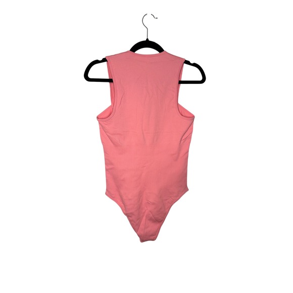 OQQ Ribbed Bodysuit Women's XL Square Neck Sleeveless Pink Bodysuit - Picture 4 of 4